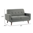 thumbnail image 5 of Benjara Rim 56 Inch Loveseat, Gray Polyester, Tufted Back, Brown Solid Wood-Color:GrayMaterial, 5 of 5