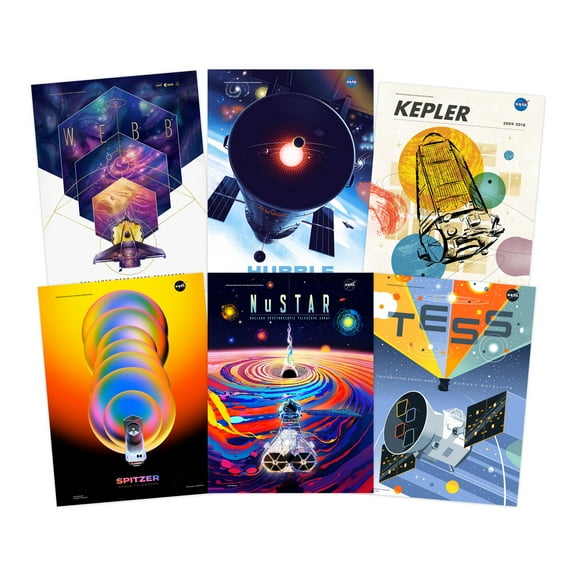 Pack of 6 NASA Space Wall Art Print Posters Exoplanet Travel Bureau
