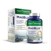 MagBlue - Purity Products - High Efficiency Magnesium Bisglycinate Buffered + Vitamin D + Boron + Zinc + PurityBlue Antioxidant Rich Wild Organic Blueberries - Talc Free - Easy to Swallow - 90 Tablets