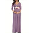 thumbnail image 2 of PENGX [Arrivée Rapide] Robe de Maternité Maxi Florale Époustouflante - Robes pour Femmes Enceintes avec Encolure en V Froncée, Écharpe Enveloppante et Design Prêt pour Séance Photo - Parfait pour Baby Shower et Grossesse, 2 of 7