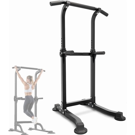 Acekid Power Tower, Pull Up & Dip Station for Home Gym, Heavy Duty 330lbs, Free Standing Workout Equipment, Adjustable Height 65"-82.7", Multi-Grip Bars