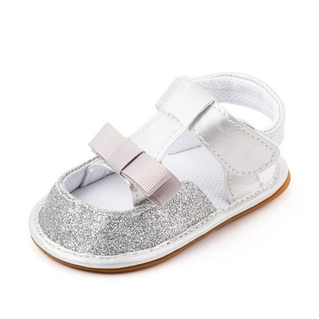 

niuredltd girls sandals baby summer sneakers glitter bow walking shoes casual sticky strap shoes size 12