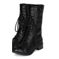thumbnail image 5 of Soda BG51 Women Leatherette Lace-Up Sweater Fold Down Combat Boot, 5 of 5