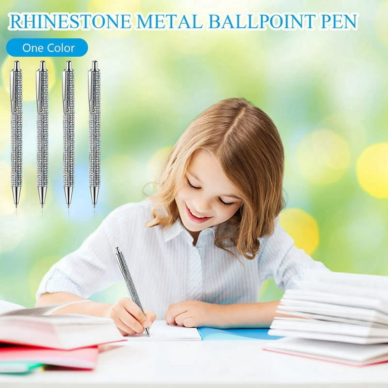 6 Pcs Cute Pen Bling Diamond Christmas Rhinestones Gift Silver Metal  Ballpoint Fancy Sparkly Crystal B 