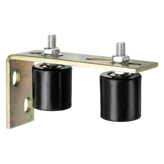 2Pack Slide Gate Guide Roller, 1.7" Nylon Rollers Gate Support Assembly with L-Rear Post Bracket, Universal Sealed Ball Bearing Rolling Gate Guider for Sliding Door, Black
