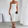 thumbnail image 2 of Ruimatai Women's Square Neck Spaghetti Strap Ruched Bodycon Midi Dress, Flattering Figure-Hugging Cocktail Dress with High Slit, 2 of 9