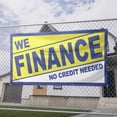 thumbnail image 2 of We Finance No Credit Needed Banner 13 oz Heavy Duty Vinyl Easy Payments Sign We Finance Vinyl Banner Multiple Sizes & Colors Outdoor/Indoor Single-Sided with Metal Grommets (4x10 ft, Bl & Ye & Wh), 2 of 6
