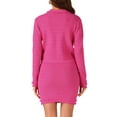 thumbnail image 3 of INSPIRE CHIC 2 Piece Suit for Women's Stretch Sweater Short Jacket and Skirt Casual Sets S Hot Pink, 3 of 5