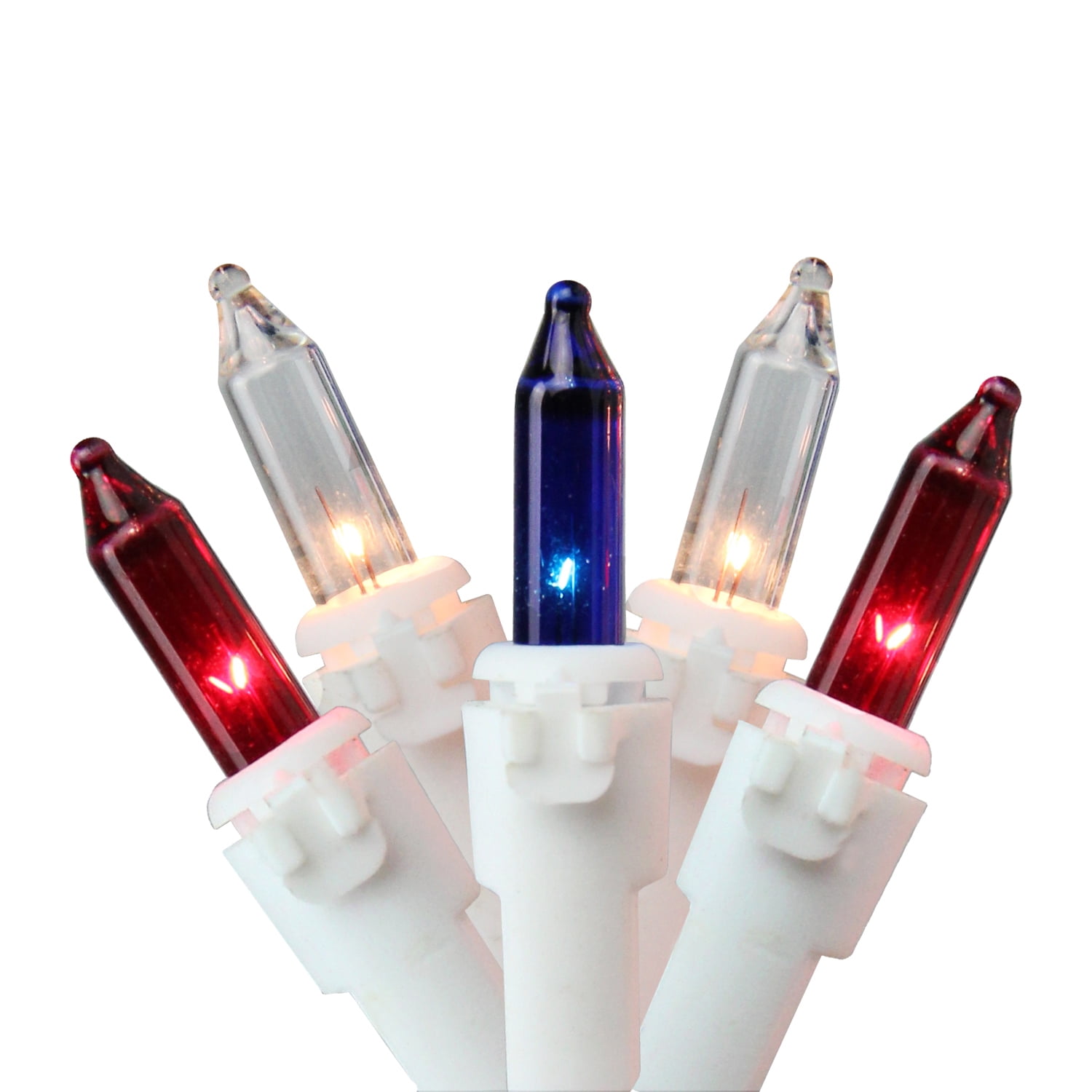 100-Count Red, White, Blue 4th of July Mini Light Set, 20ft White Wire