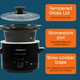 thumbnail image 3 of Elite Gourmet MST239X Electric Round Slow Cooker, Adjustable Temp, Entrees, Sauces, Stews & Dips, Dishwasher Safe Glass Lid & Crock, 2 Quart, Black, 3 of 5