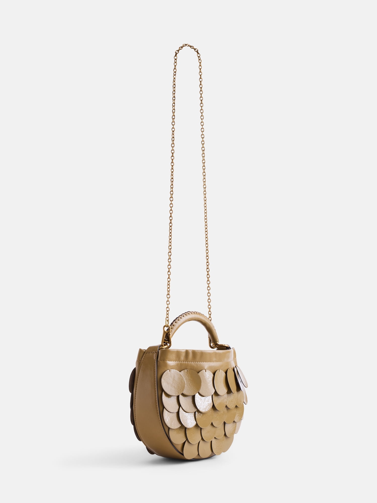 Scoop Women's Chain Top Handle Paillette Mini Handbag, Camel