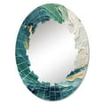 thumbnail image 2 of Designart "Surreal Spirals in Teal and Cream I" Abstract Spirals Round Wall Mirror - Modern Oval Printed Decorative Oversized Mirror - Multiple Color Options, 2 of 4