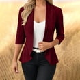 thumbnail image 5 of VBVC Women's Drape Front Open Cardigan, Ladies' 3/4 Sleeve Cable Knit Shawl Collar Top, Casual Slim Fit Summer Outwear For Women, Red , S-2XL, 5 of 9