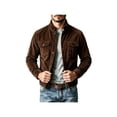 thumbnail image 5 of Zynoxe Mens Corduroy Jacket with Chest Pockets Classic Stand Collar Zip‑Up Jacket Warm Long Sleeve Casual Jackets Retro Solid Color Workwear Jacket for Men Brown S, 5 of 10