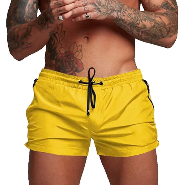 Xishao Traje de Baño Hombre Corto Bañador para Playa Natación Piscina Secado Rápido amarillo A XL amarillo A XL Xishao ropa