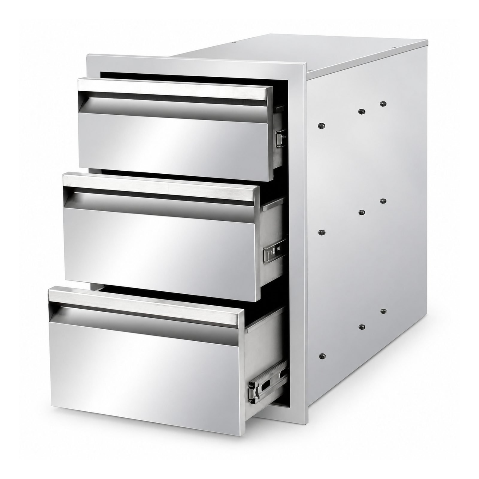 Built-in Stainless Steel Triple BBQ Drawers 14"W x 21"H x 23"D for Outdoor Kitchen Island Patio Grill Station