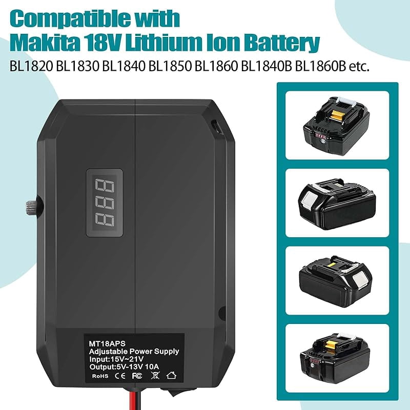 DC 18V to 12V Step Down Converter for Ma*kita 18V Battery, Power Wheels Adapter, Cigarette Lighter Buck Adapter for Car Power Tools, Car Refrigerator