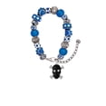 thumbnail image 2 of Delight Jewelry Silvertone Large Black Resin Skull with Clear Crystals Blue Paw Print Bead Bracelet, 7"+2", 2 of 4