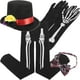 thumbnail image 3 of 1 Juego de guantes de calavera para Halloween, decoración de sombreros, guantes de actuación, pajarita, suministros para fiestas, 3 of 6