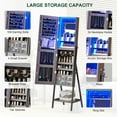 thumbnail image 3 of HNEBC LED Mirror Jewelry Cabinet Standing, Lockable Jewelry Armoire organizer Full Length Mirror with Storage, Adjustable Lights Jewelry Mirror Brown, 3 of 9