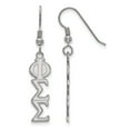 thumbnail image 1 of 925 Sterling Silver Rh-plated LogoArt Phi Sigma Sigma Dangle Medium Earrings; for Adults and Teens; for Women and Men, 1 of 2