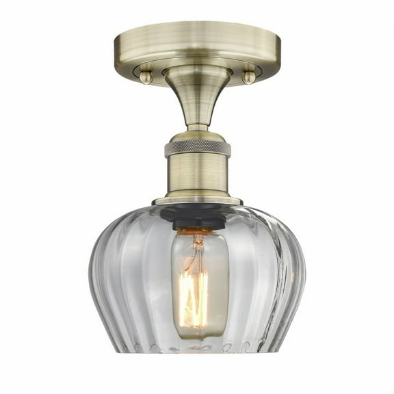 Innovations Lighting Fenton - 1 Light 7" Semi-Flush Mount Antique Brass/Clear