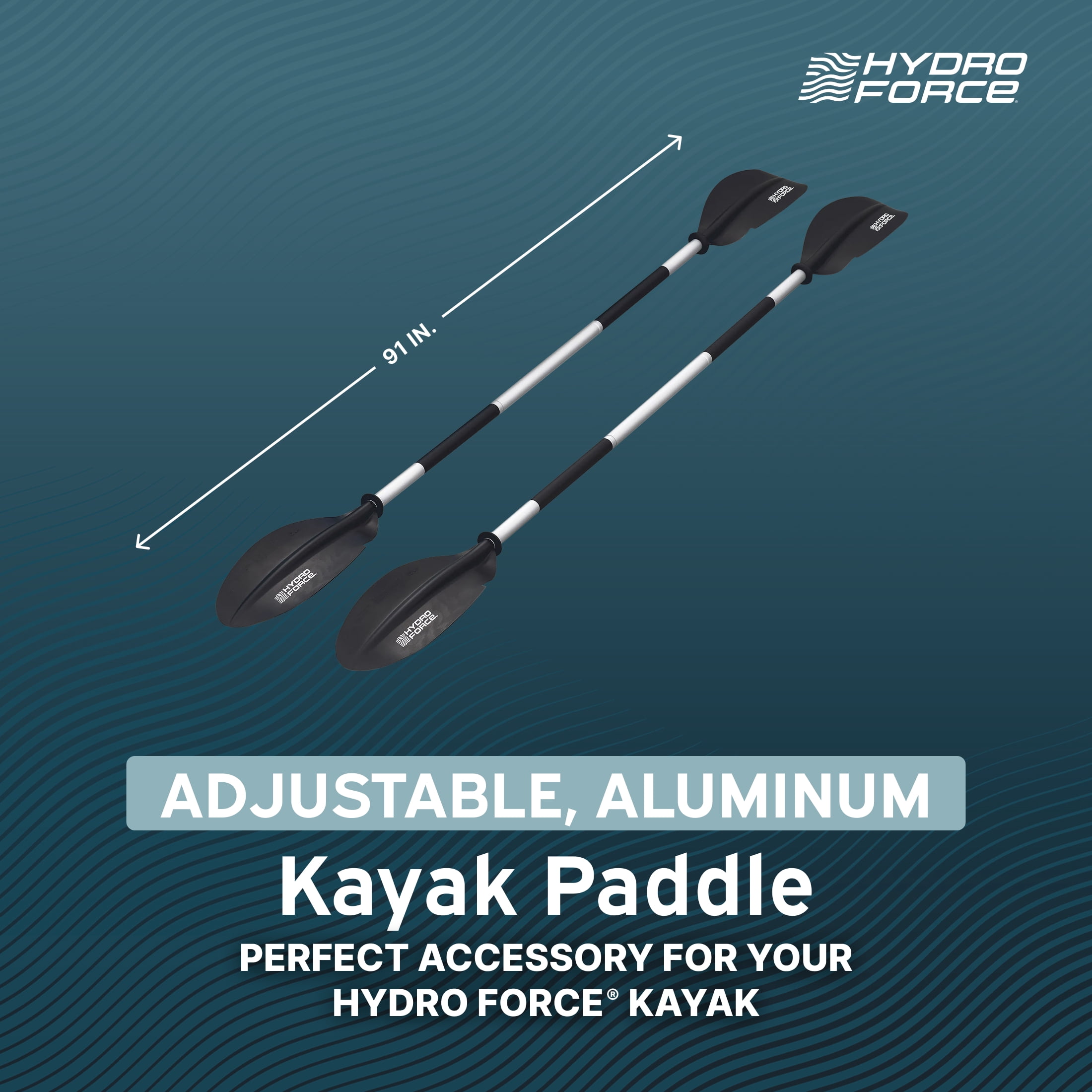 Bestway Hydro Force 91” Adjustable Aluminum Locking Kayak Paddle and Grip, Black