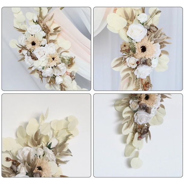 Decoración de flores de arco de boda al aire libre, decoración de lugar de boda, cartel de bienvenida de ceremonia de apertura, grande: 80x40cm, Pequeño: 60x30cm