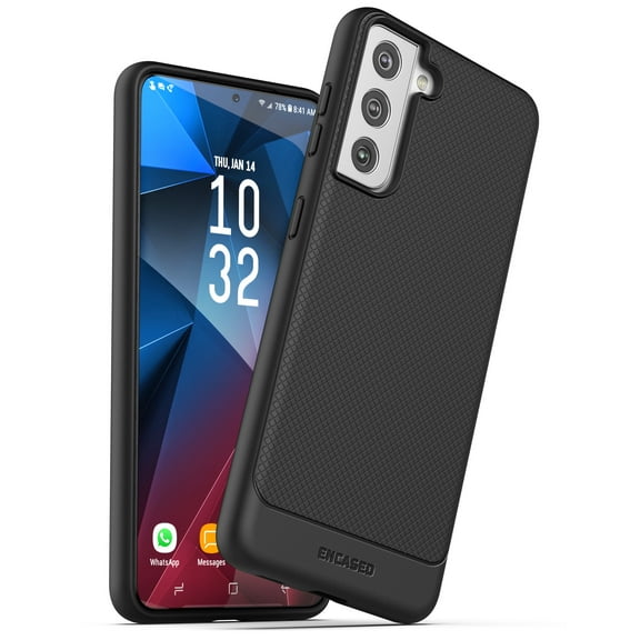 Encased Thin Armor Designed for Samsung Galaxy S21 FE Case, Slim Fit Flexible Grip Cover (Black)