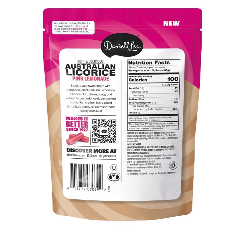 Darrell Lea Australian Pink Lemonade Licorice 7 oz