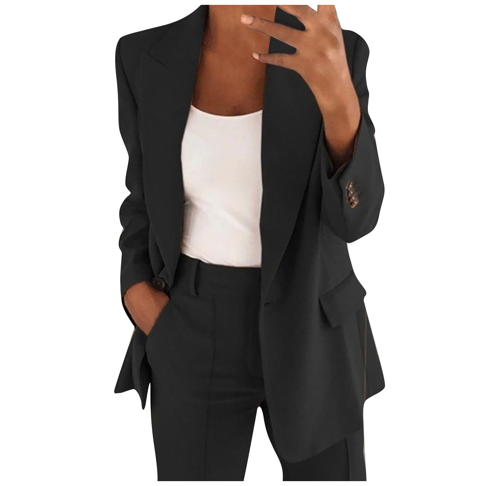 WJHWSX Women'S Blazers & Suit Jackets Long Sleeve Mandarin