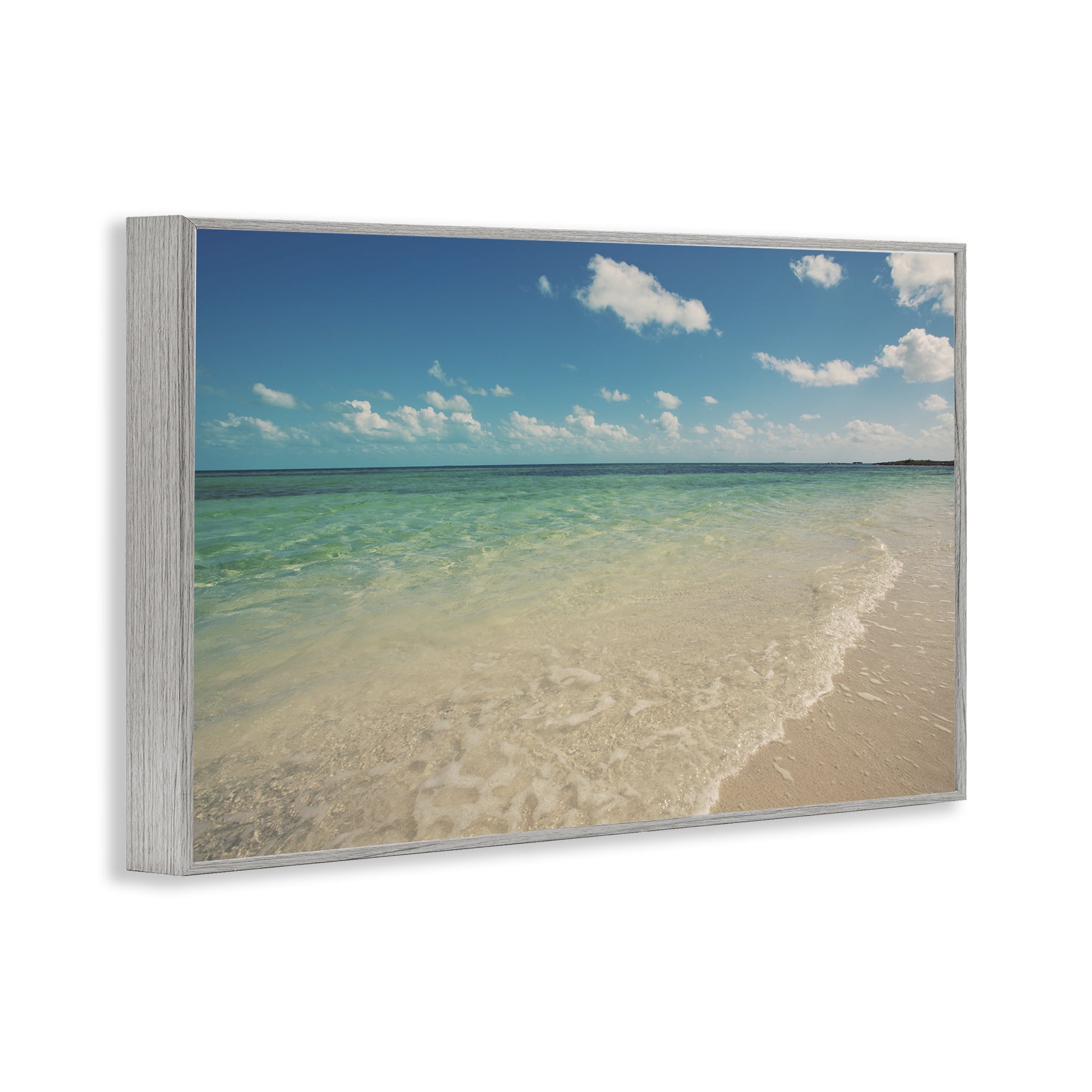Stupell Industries Tranquil Coast Shore Coastal Photography Gray Framed Art Print Wall Art, 24 x 16