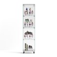 thumbnail image 4 of Display Shelves 4 Tier Glass Display Cabinet, Single Door Glass Cabinet with Lock and Wheels, Floor Standing Storage Cabinet with 3 Acrylic Shelves for Living Room, Bedroom and Office, White, 15.8"L, 4 of 16