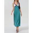 thumbnail image 5 of Yunliwuli Women Long Dress, Sleeveless V-neck Contrast Color Swing Dress Summer Cocktail Dress, 5 of 9