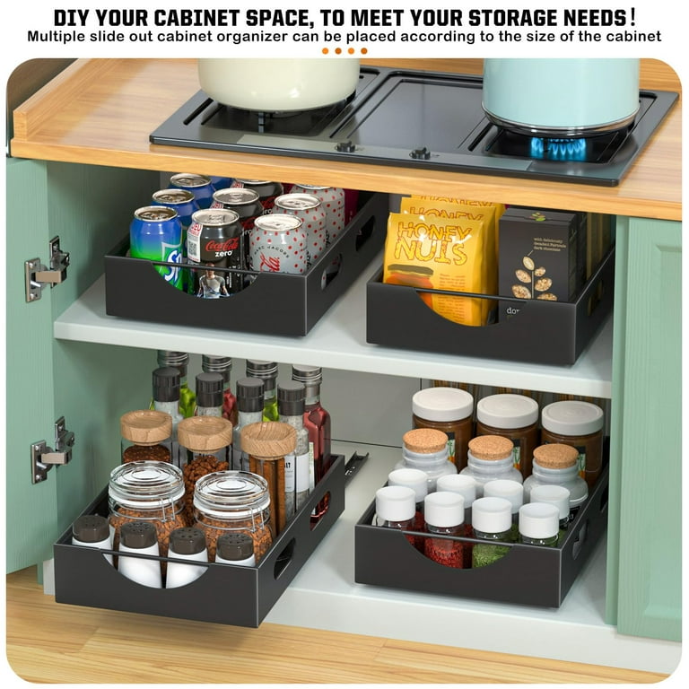 Pull out Cabinet Organizer, 21Deep, Slide out Drawers for Kitchen  Cabinets, Under Sink Pull-Out Home Organizers with Adhesive Nano Film  Fixed