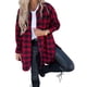thumbnail image 2 of Camisas a cuadros de manga larga para mujer, chaqueta informal hasta la rodilla con botones, camisa holgada de franela larga, 2 of 5