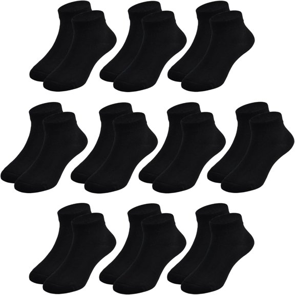 TELOLY Unisex Kids Ankle Socks,Seamless Low Cut Sport & Everyday Socks for Boys Girls,Soft Breathable Cotton Black Ankle Socks 10 Pairs