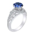 thumbnail image 2 of AFFY 1.31 Carat Round Simulated Blue Sapphire & Natural Diamond Floral Engagement Ring 14K Solid White Gold Ring Size-10, 2 of 2
