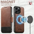 thumbnail image 3 of Dteck Magnetic Wallet Case for iPhone 12 Pro Max, Shockproof PU Leather TPU Wireless Charging Card & Cash Slots Anti-Scratch Rugged Protection Case, Brown, 3 of 10