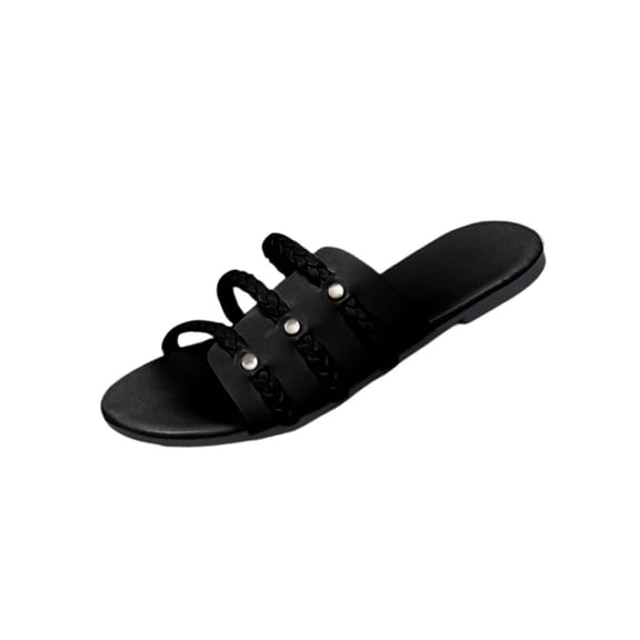 DeHolifer Women's Sandals Plus Size Casual Braided Dressy Summer Square Toe Quilted Flat Sandals