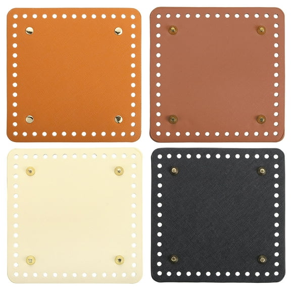 4Pcs Square Leather Bag Bottom Shaper, 15cm/5.9" DIY PU Purse Shaper Bag Bottoms with Hole for Purse DIY Bag Making Accessories, Multicolor