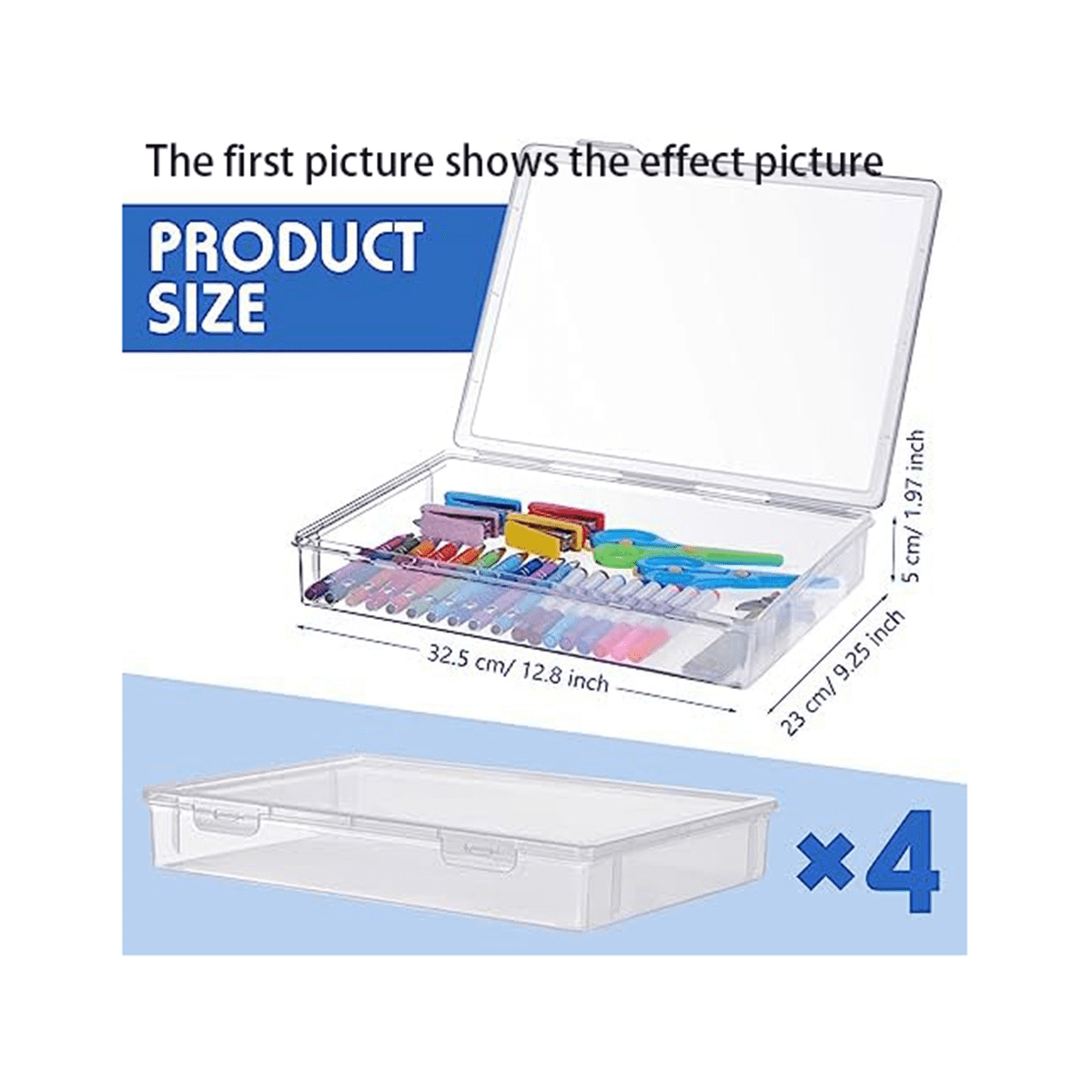 4 Pcs A4 Scrapbook Paper Storage Box Arts Craft Organizers Storage for 8.5 x 11 Inch Letter Paper Photo Picture Storage