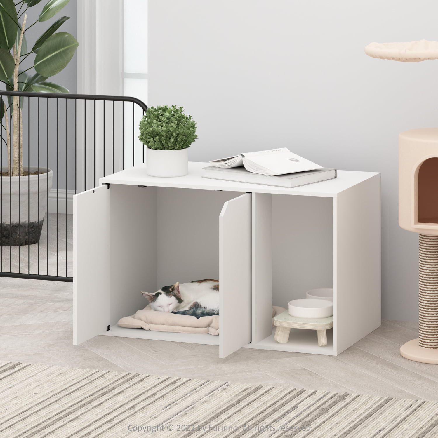 Furinno Peli Large Particle Board Enclosed Cat Litter Box Shelf Panels, Hardware Pack and Assembly Instructions, Solid White (1 Pack)