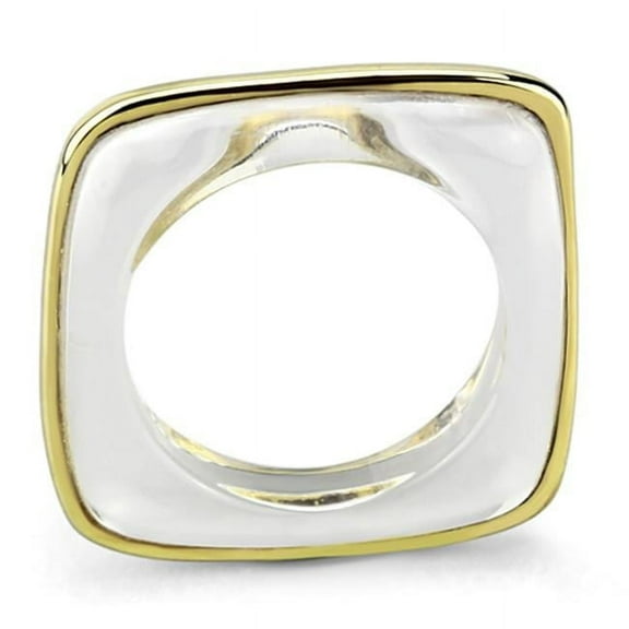 Alamode VL081-10 Women IP Gold Brass Ring with Synthetic in Clear - Size 10