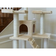 Armarkat 74-in Real Wood Cat Tree & Condo Scratching Post Tower, Beige
