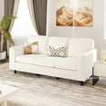 thumbnail image 3 of Spaco Upholstered Teddy Velvet 3-Seat Sofa with Comfy Back Pillows, Spacious Sofa, White, 3 of 10