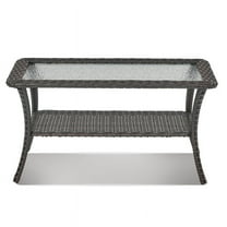 PARKWELL Storage and Easy to Assemble Steel and Wicker Coffee Table, Brown