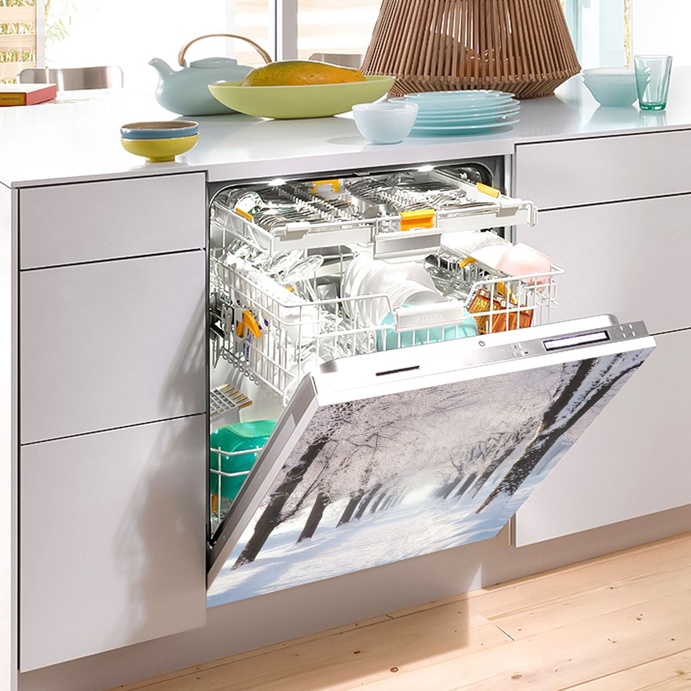 Dishwasher Magnetic Sticker 23x26 Inch Refrigerator Magnetic Sticker Washing Machine Magnetic Sticker Kitchen Panel Magnetic Sticker Home Decor Big Tree in Winter