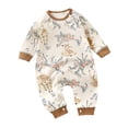 thumbnail image 3 of SROBPTY Newborn Boys Girls Print Long Sleeve Romper for 0-18 Months White, 9 Months, 3 of 4