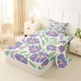 thumbnail image 2 of jejeloiu Purple Floral Twin Sheets For Girls,Cartoon Floral Print Bedding,Purple Cream,3 Pieces,1 Fitted Sheet and 1 Pillowcase, 2 of 6